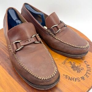 Johnston & Murphy Higgins Horse Bit Loafers Mens 9 Brown Leather Whip Stitch